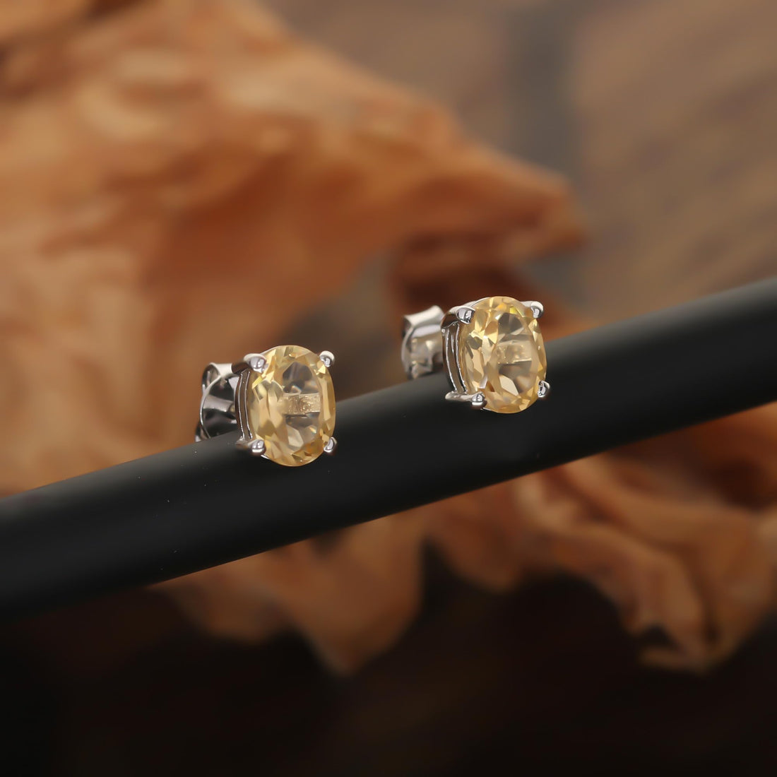 GEMHUB 925 Sterling Silver Gemstone Stud Earrings - Yellow Citrine 5.40 Ct