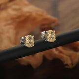 GEMHUB 925 Sterling Silver Gemstone Stud Earrings - Yellow Citrine 5.40 Ct