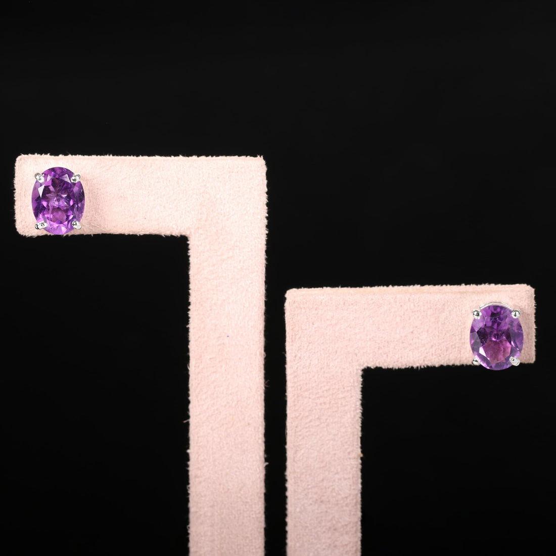 GEMHUB 925 Sterling Silver Gemstone Stud Earrings - Purple Amethyst 7.20 Ct