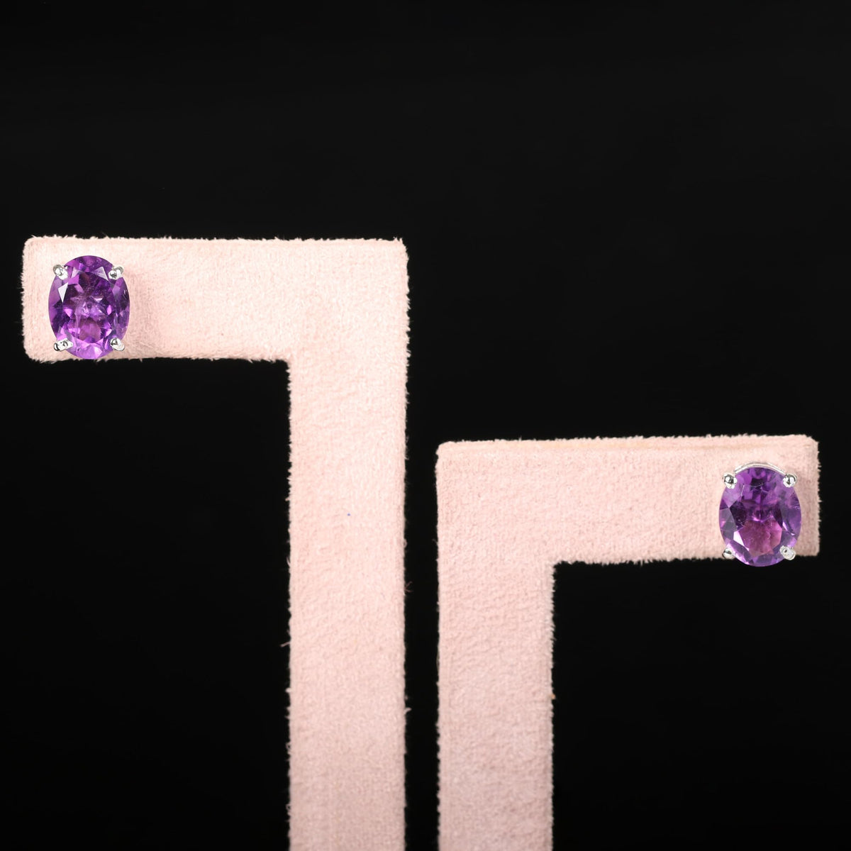 GEMHUB 925 Sterling Silver Gemstone Stud Earrings - Purple Amethyst 7.20 Ct