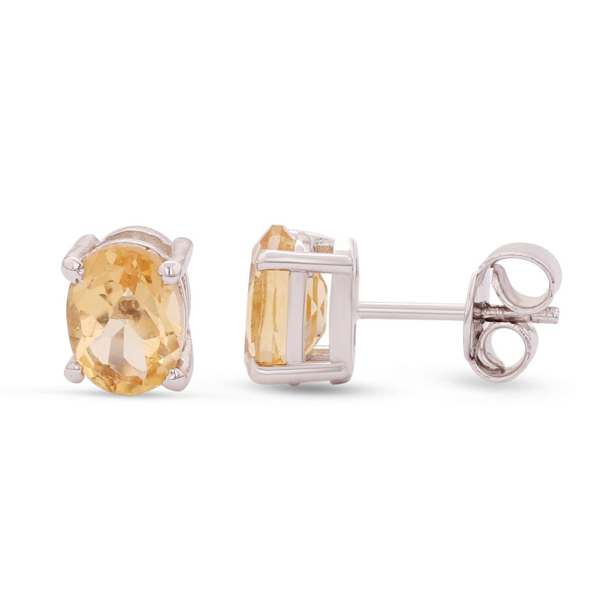 GEMHUB 925 Sterling Silver Gemstone Stud Earrings - Yellow Citrine 5.40 Ct