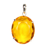 GEMHUB Yellow Citrine Oval 65 Ct lab-grown gemstone pendant in 925 sterling silver