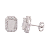 GEMHUB 925 Sterling Silver Gemstone Stud Earrings - White Zircon 7.95 Ct