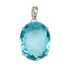 GEMHUB Blue Topaz Oval 88.5 Ct natural gemstone pendant in 925 sterling silver