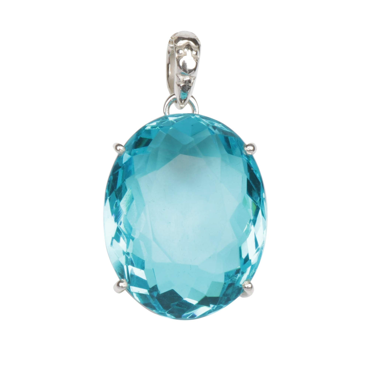 GEMHUB Blue Topaz Oval 88.5 Ct natural gemstone pendant in 925 sterling silver