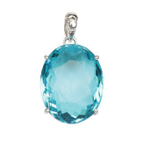 GEMHUB Blue Topaz Oval 88.5 Ct lab-grown gemstone pendant in 925 sterling silver