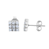 GEMHUB 925 Sterling Silver Gemstone Stud Earrings - White Zircon 5.60 Ct