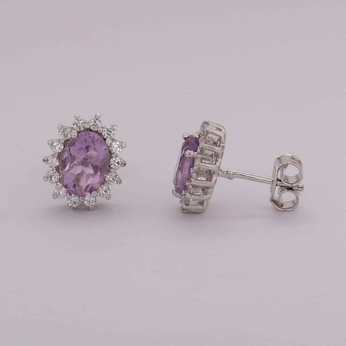 GEMHUB 925 Sterling Silver Gemstone Stud Earrings - Purple Amethyst 7.25 Ct