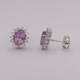 GEMHUB 925 Sterling Silver Gemstone Stud Earrings - Purple Amethyst 7.25 Ct