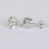 GEMHUB 925 Sterling Silver Gemstone Stud Earrings - Blue Aquamarine 5.35 Ct
