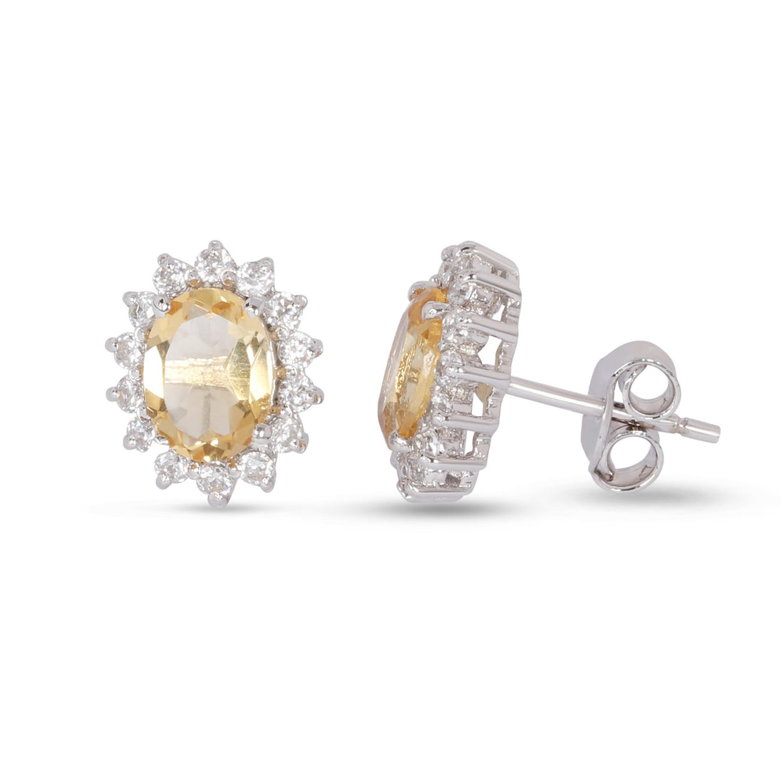 GEMHUB 925 Sterling Silver Gemstone Stud Earrings - Yellow Citrine 8.05 Ct