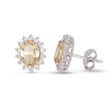 GEMHUB 925 Sterling Silver Gemstone Stud Earrings - Yellow Citrine 8.05 Ct