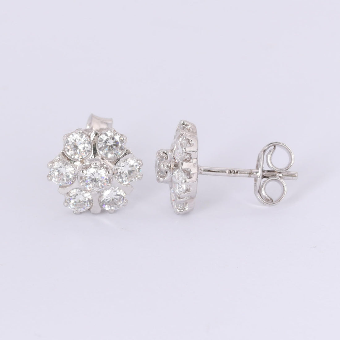 GEMHUB 925 Sterling Silver Gemstone Stud Earrings - White Zircon 6.30 Ct