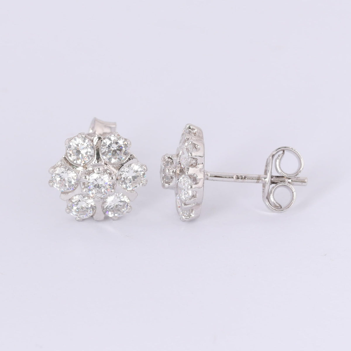 GEMHUB 925 Sterling Silver Gemstone Stud Earrings - White Zircon 6.30 Ct