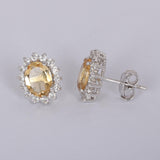 GEMHUB 925 Sterling Silver Gemstone Stud Earrings - Yellow Citrine 8.05 Ct