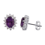 GEMHUB 925 Sterling Silver Gemstone Stud Earrings - Purple Amethyst 8.55 Ct