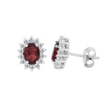GEMHUB 925 Sterling Silver Gemstone Stud Earrings - Red Garnet 7.35 Ct