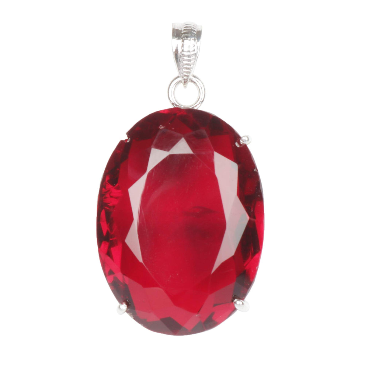 GEMHUB Red Topaz Oval 85 Ct natural gemstone pendant in 925 sterling silver