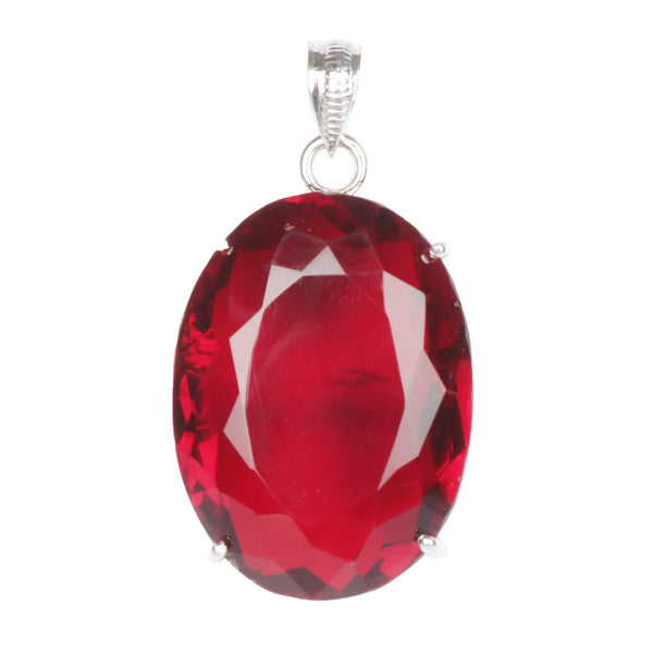 GEMHUB Red Topaz Oval 85 Ct natural gemstone pendant in 925 sterling silver