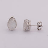GEMHUB 925 Sterling Silver Gemstone Stud Earrings - White Moonstone 4.25 Ct