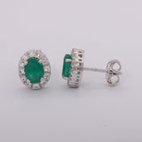 GEMHUB 925 Sterling Silver Gemstone Stud Earrings - Green Onyx 7.20 Ct