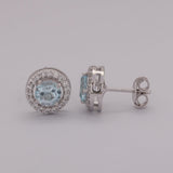 GEMHUB 925 Sterling Silver Gemstone Stud Earrings - Blue Aquamarine 7.60 Ct