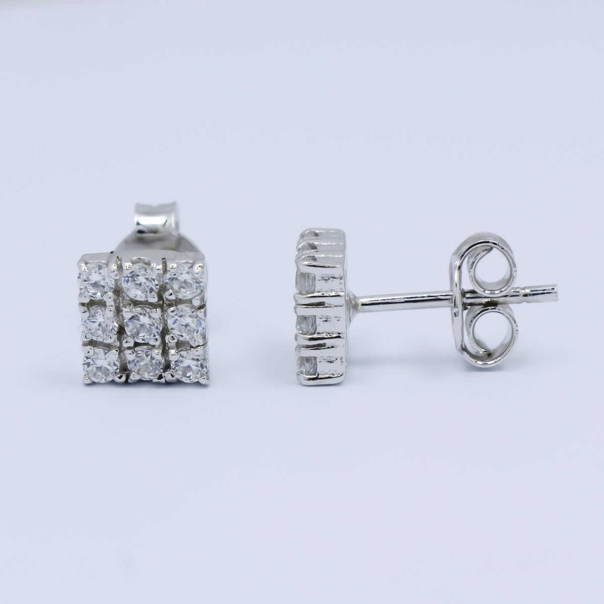 GEMHUB 925 Sterling Silver Gemstone Stud Earrings - White Zircon 5.60 Ct