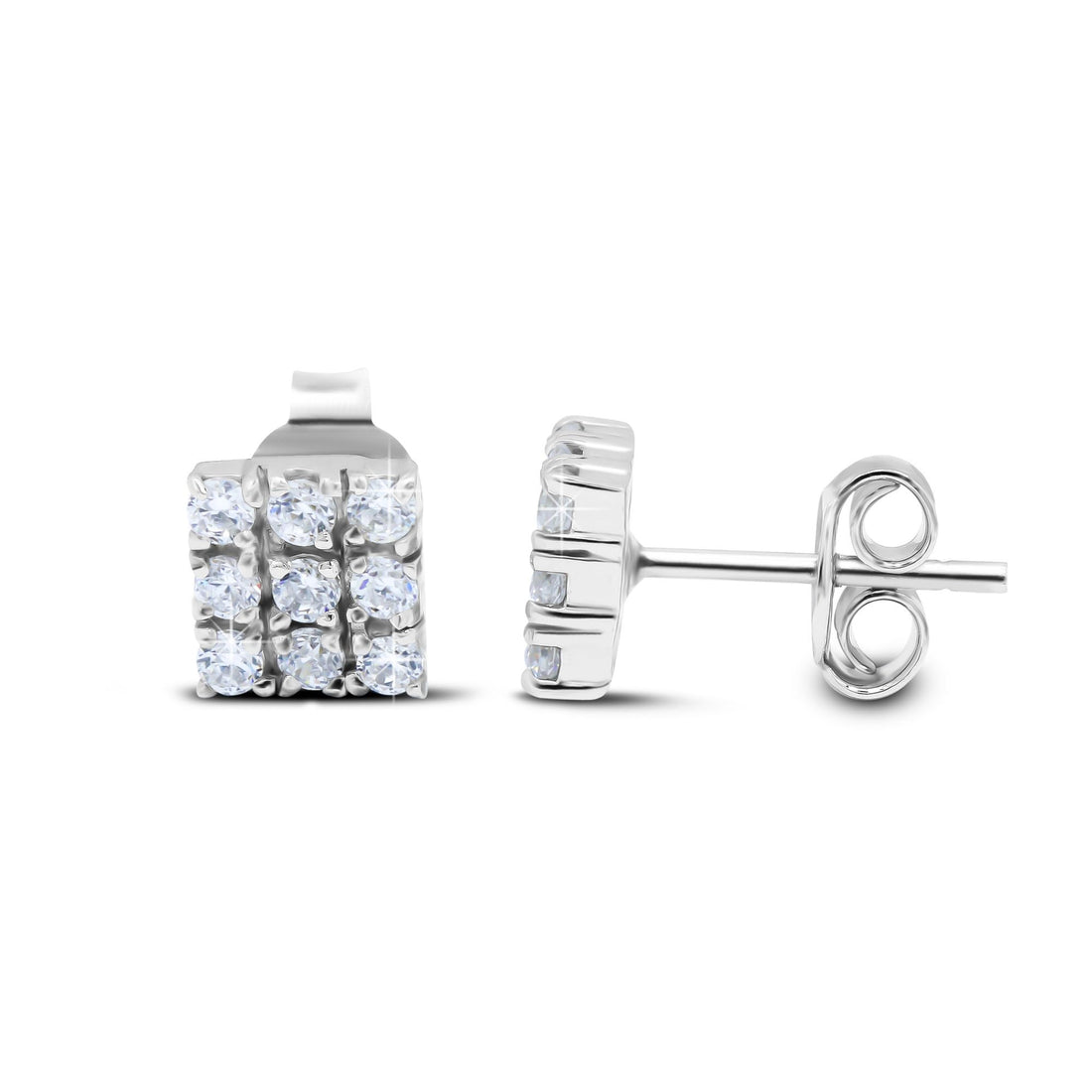 GEMHUB 925 Sterling Silver Gemstone Stud Earrings - White Zircon 5.60 Ct