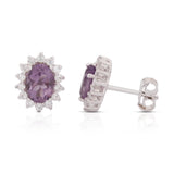 GEMHUB 925 Sterling Silver Gemstone Stud Earrings - Purple Amethyst 7.25 Ct