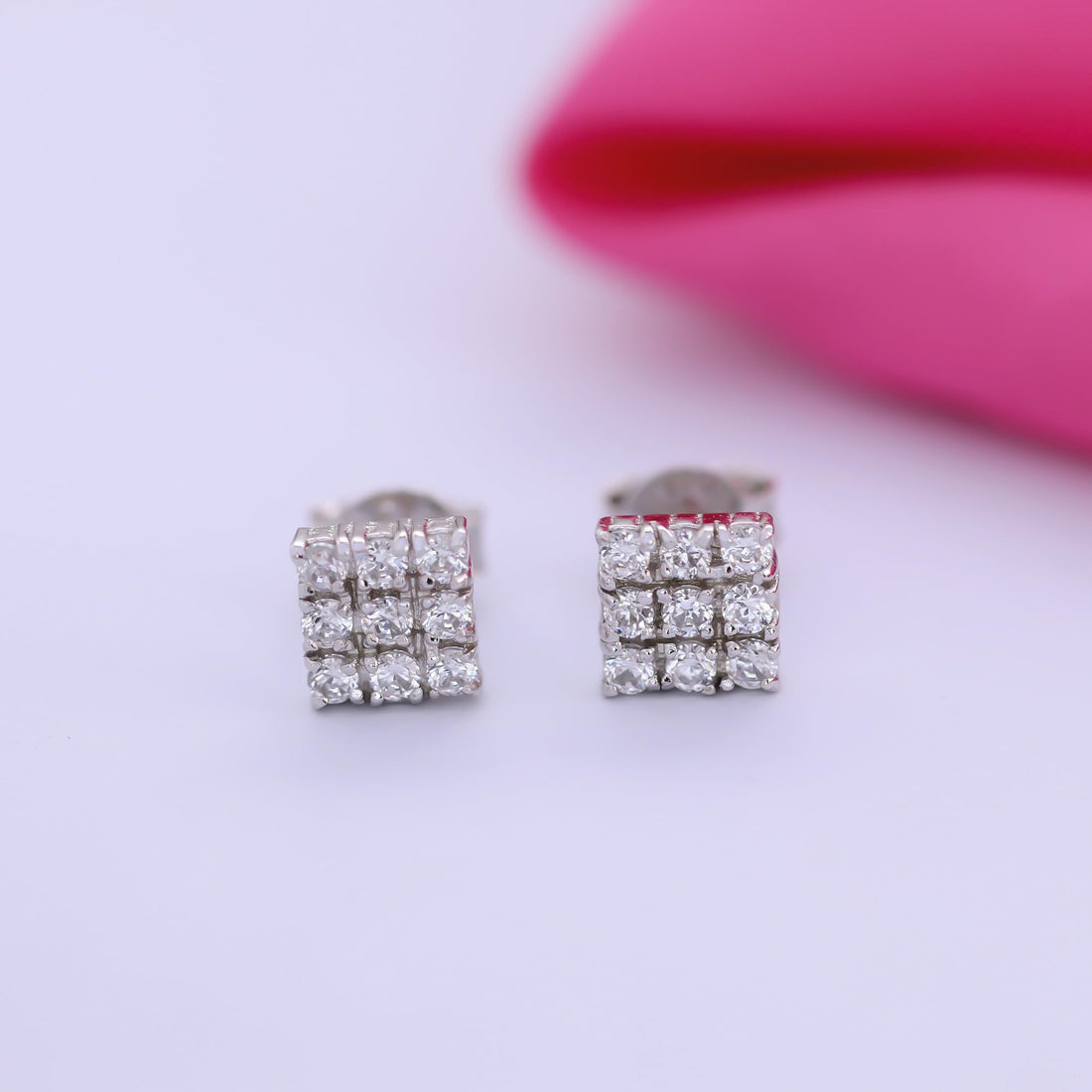 GEMHUB 925 Sterling Silver Gemstone Stud Earrings - White Zircon 5.60 Ct