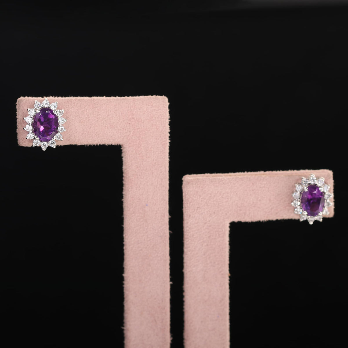 GEMHUB 925 Sterling Silver Gemstone Stud Earrings - Purple Amethyst 8.55 Ct