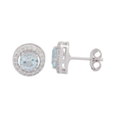 GEMHUB 925 Sterling Silver Gemstone Stud Earrings - Blue Aquamarine 7.60 Ct