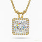 6.50 ct DEW Princess Cut White Moissanite Solitaire Pendant Gold Vermeil Certified