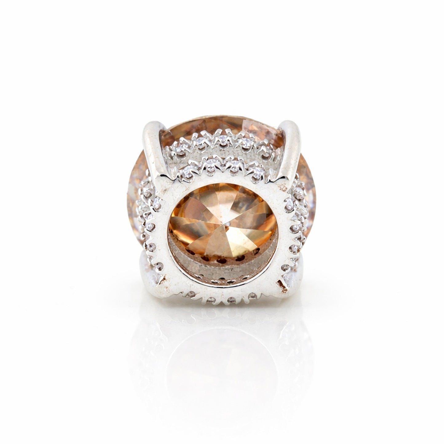 5.20 ct DEW Champagne Moissanite Pendant In Vermeil 925 Silver with Accents for Her Gift