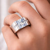 15.80 ct DEW Princess Cut Blue Moissanite Ring for Men in – Statement 18K Gold Plated V 18K Gold Plated