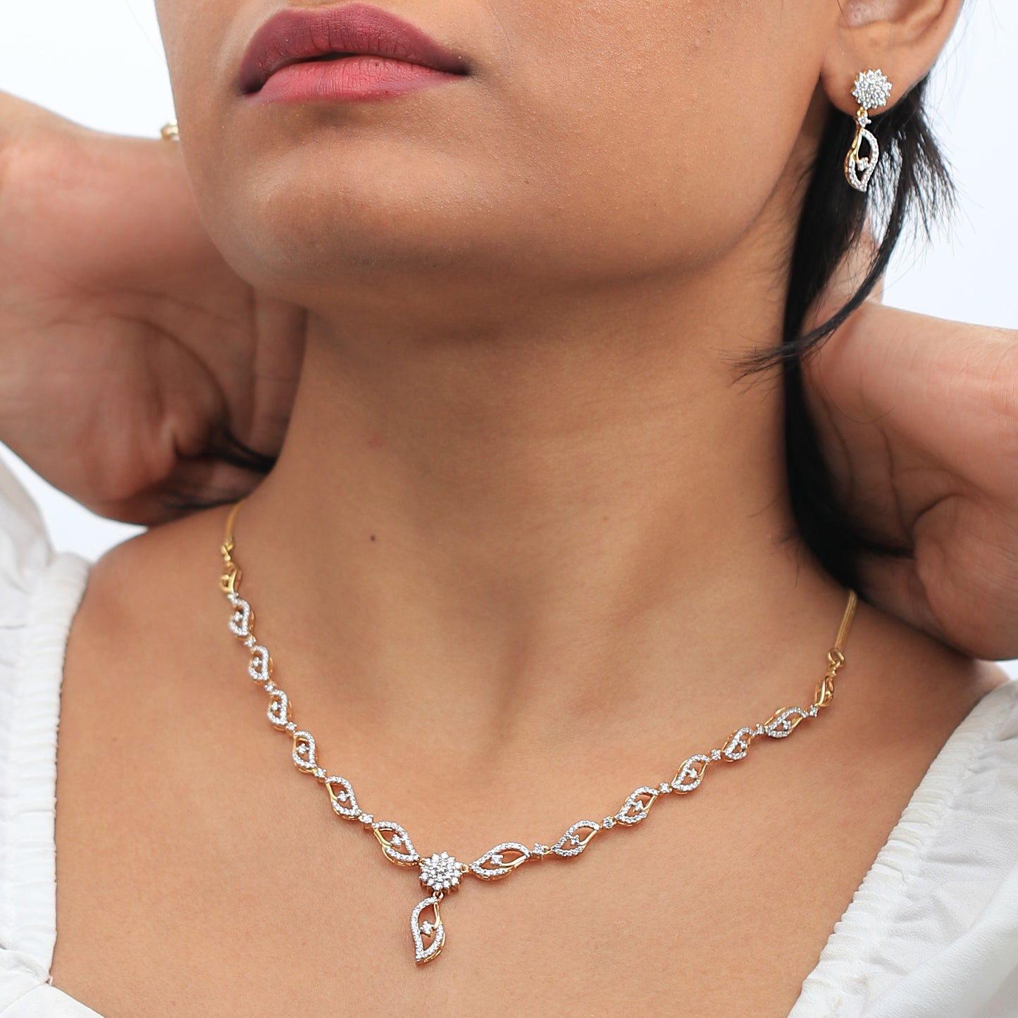 Elegant Diamond Necklace and Earring Set