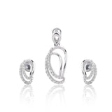 0.49 Ct. Natural Diamond Pendant And Earrings Set 18KT White Gold IGI Certified