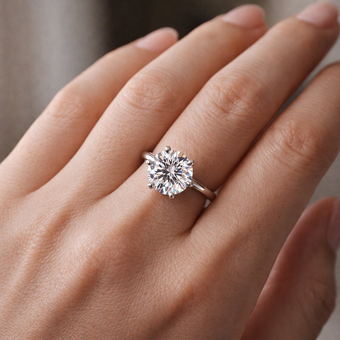2.85 ct DEW Certified White Moissanite Solitaire Ring in – Gift for Wife 18K Gold Plate 18K Gold Plated