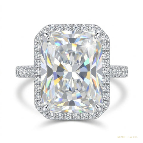 7.10 ct DEW Radiant Cut Moissanite Solitaire Ring Engagement Gift Idea 18K Gold Plated 18K Gold Plated – white background main image