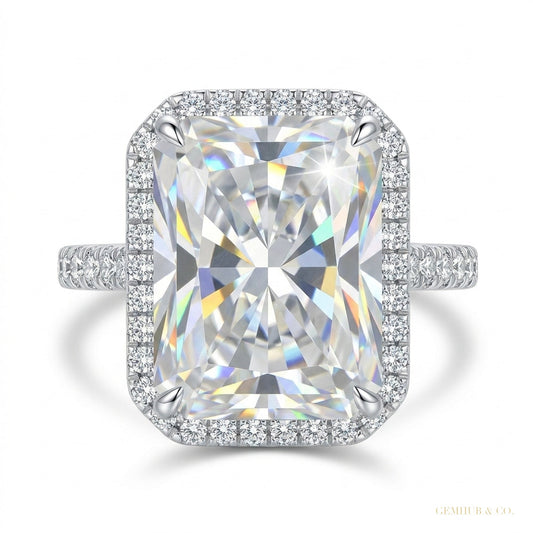 7.10 ct DEW Radiant Cut Moissanite Solitaire Ring Engagement Gift Idea 18K Gold Plated 18K Gold Plated – white background main image
