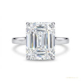 7.10 Cts Certified Emerald Cut Solitaire White Moissanite Ring 18K Gold Plated Vermeil – white background main image