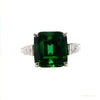 7.30 ct DEW Certified Blue Moissanite Emerald Cut Solitaire Ring Ring 18K Gold Plated V 18K Gold Plated – white background main image