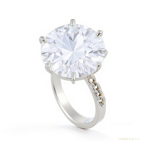 7.35 ct DEW Off White Moissanite Solitaire Ring Certified Great Luster 18K Gold Plated 18K Gold Plated – white background main image