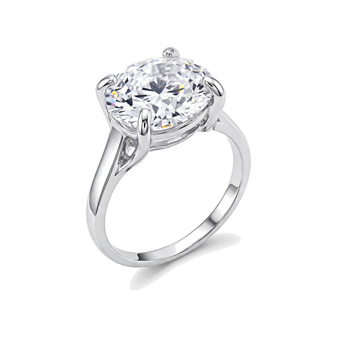 7.40 ct DEW Certified White Moissanite Solitaire Ring – Fall Wedding Gift for Her 18K G 18K Gold Plated – white background main image