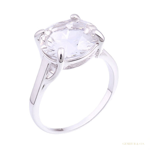 7.40 ct DEW Certified White Moissanite Solitaire Ring – Fall Wedding Gift for Her 18K G 18K Gold Plated – white background main image