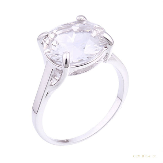 7.40 ct DEW Certified White Moissanite Solitaire Ring – Fall Wedding Gift for Her 18K G 18K Gold Plated – white background main image