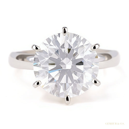 7.50 ct DEW Certified White Moissanite Solitaire Ring in – Gift for Wife 18K Gold Plate 18K Gold Plated – white background main image