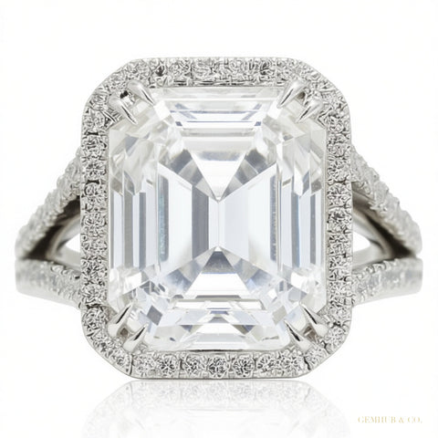 7.50 ct DEW Off White Treated Moissanite Ring Wedding Gift for Women 18K Gold Plated Ve 18K Gold Plated – white background main image