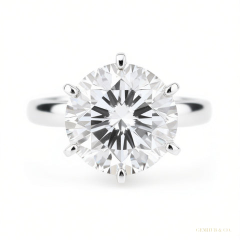 7.50 ct DEW White Moissanite Ring in – Elegant Jewellery for Mom's Gift 18K Gold Plated V 18K Gold Plated – white background main image