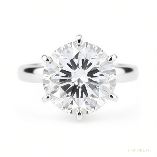 7.50 ct DEW White Moissanite Ring in – Elegant Jewellery for Mom's Gift 18K Gold Plated V 18K Gold Plated – white background main image